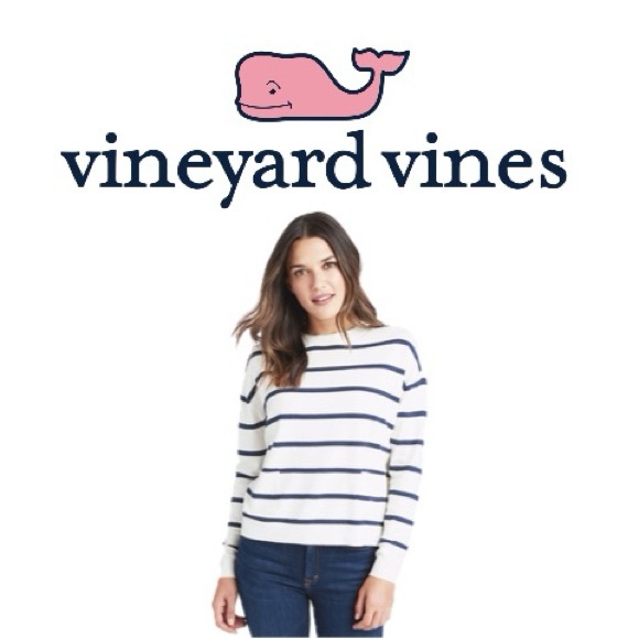 Wool Blend VINEYARD VINES | NWT Stripe Crewneck Patch Pocket Sweater Jumper - Picture 1 of 15